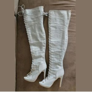 Cape Robbin Denim Blue Lace Up‎ Thigh High OTK Open